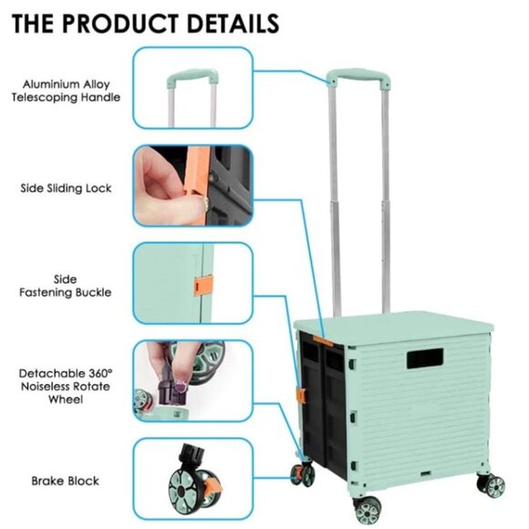 NEW - Selorss Folding Utility Cart - 2 Available (Black or Pink) - NEW - Picture 4 of 6